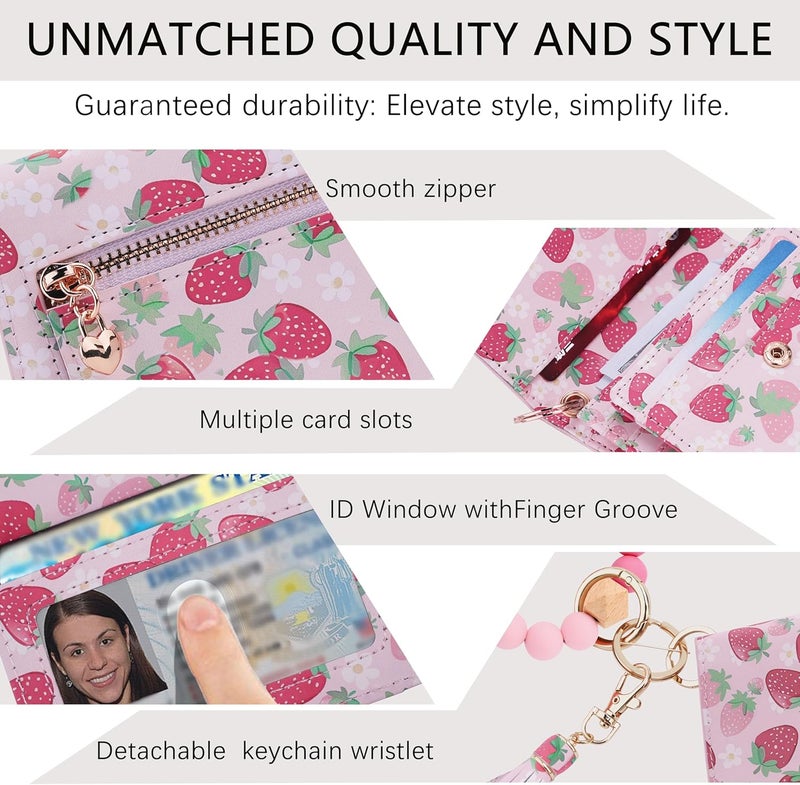 Sunpour Store Keychain Wallet RFID Wristlet Wallets for Women,Small Wallets Woman Key Chain Wallet with Coin Pocket and Id Window - Image 4
